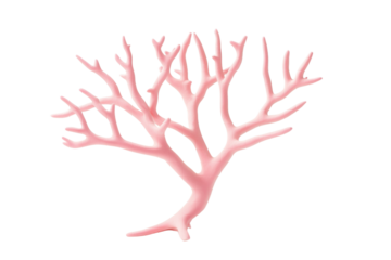 Pink tree with long branches, isolated