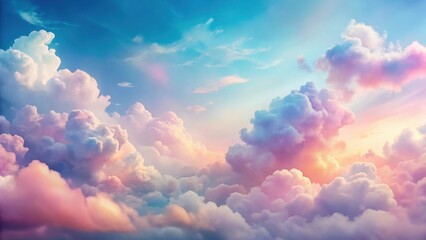 Whimsical Cloudscape with Soft Pastel Hues, soft focus, soothing colors