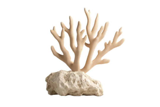 White coral tree with brown tips, isolated