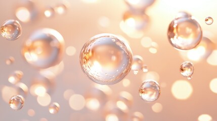 Fototapeta premium Abstract Bubbles Floating in Peachy Light: A Serene Visualization