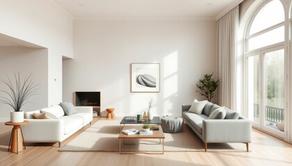 Bright and Spacious Modern Living Room with Neutral Color Palette