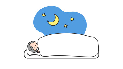 Fototapeta premium 睡眠：布団で横になって眠るシニア女性