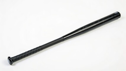Black Baseball Bat on White Background