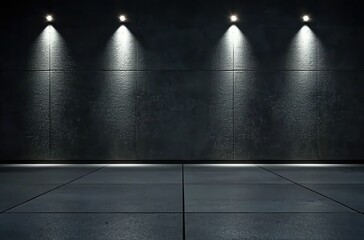 Obraz premium Minimalist Concrete Room with Dramatic Lighting and Sleek Surfaces Evoking Modern Elegance