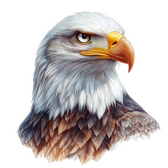 Bald Eagle Head On White. Portrait Of American Symbol, Majestic Bird Of Prey.