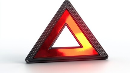 Triangle shaped object isolated on a white background for use in creative design and accident prevention concepts