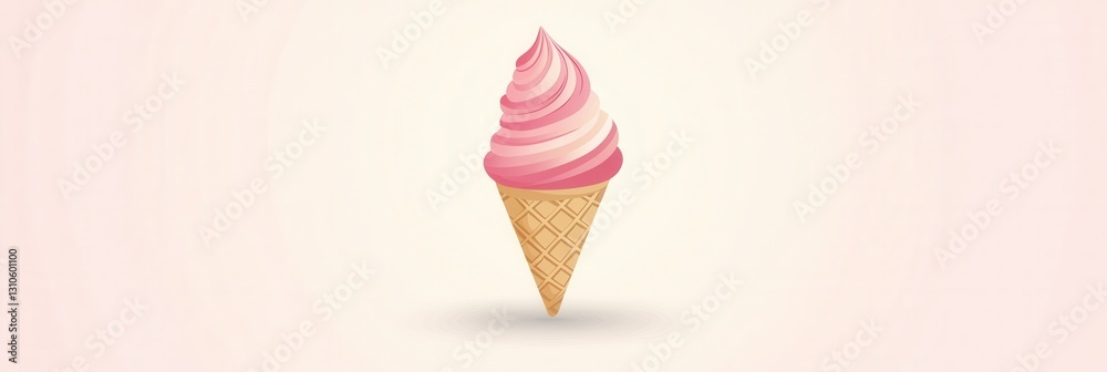 Poster playful flat design ice cream cone logo with pastel colors in a minimalistic style on a clean backgr