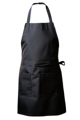 Black apron, isolated on a transparent background, symbolizing a professional chef uniform, commonly worn in restaurant kitchens by kitchen staff.