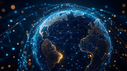 Blue technological earth map