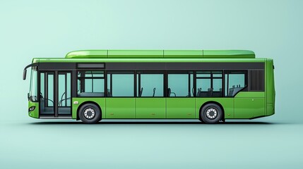 Eco-friendly green bus isolated on white background showcasing modern design and commitment to sustainable transportation