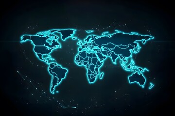 Naklejka premium World map outlined with blue lines