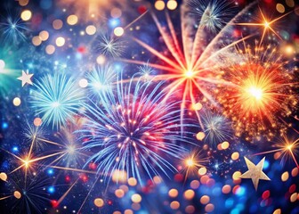 Fototapeta premium Macro Festive Fireworks: Colorful Independence Day Fantasy Background