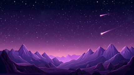 Fototapeta premium Purple mountains under the starry sky