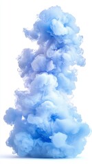 Obraz premium Dark and enigmatic cloud of blue smoke isolated against a crisp white background creating a mystical atmosphere