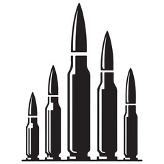 Various cartridge bullet ammo types vector illustration collection