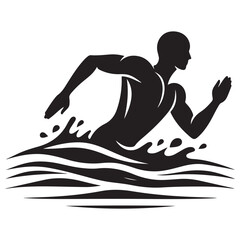 Swimmer Silhouette Vector Art Illustration for Aquatic Sports and Fitness