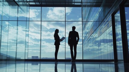Fototapeta premium Business Advisors Analyzing Financial Reports in Modern Office