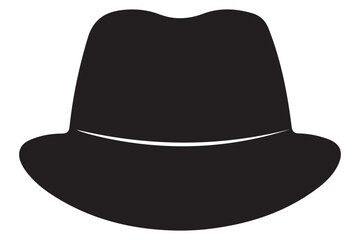 Black Fedora Hat Silhouette Vector Illustration Classic Style Icon