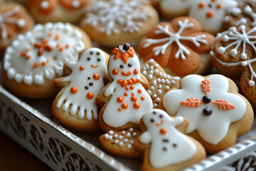 Festive Gingerbread Cookies on Tray