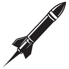 Silhouette Graphic of Upward Pointing Space Rocket Illustration Design
