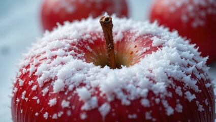 Frozen Apple Close-up on Light Surface