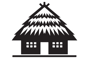 Simple Thatch Roof Home Illustration Unique Style Black Design