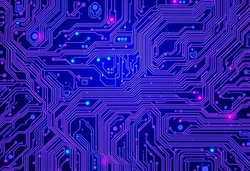 Abstract blue and purple tech circuit board design, elegant, pattern