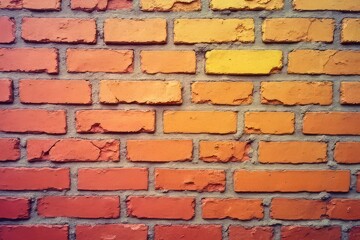 Vibrant Gradient Brick Wall Texture Close Up