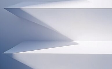 Minimalist Geometric Shelves Casting Soft Shadows in a Bright Contemporary Space

