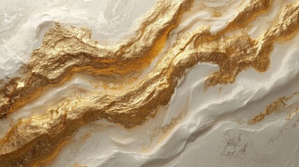 Fototapeta premium Abstract golden veins flowing through a textured white surface art