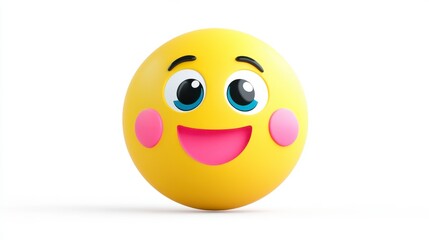 Fototapeta premium Cheerful Yellow Smiley Face with Big Eyes and Blushing Cheeks