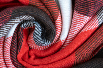 Woolen blanket with checks, bright blanket.