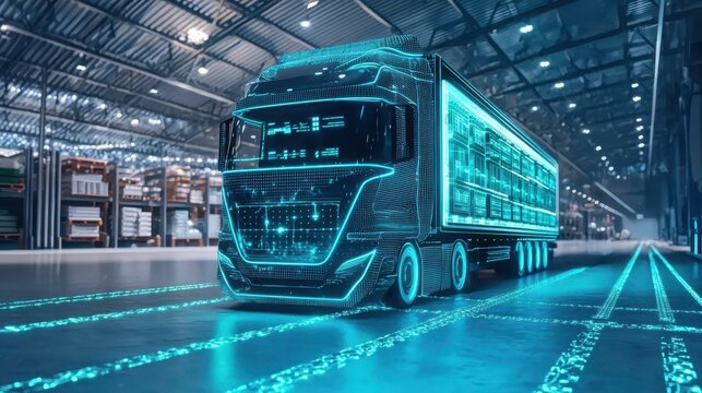 High-Tech Futuristic Logistics Hub with Advanced Warehouse Solutions