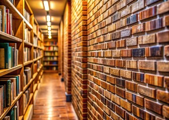 Obraz premium Macro Shot: Brown Brick Library Wall, Educational Design, Textured Surface