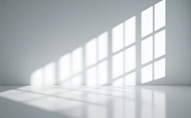 Minimalist Sunlight Streaming Through Large Windows Creating Soft Shadows in an Elegant Room
