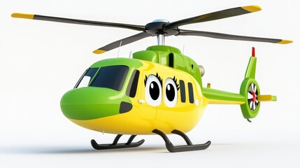 Cartoon helicopter with bright colors and friendly expression design