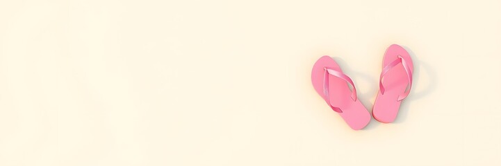 Pink flip flops on white background