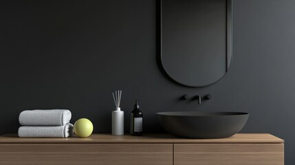 Modern bathroom interior with minimal decor and accessories