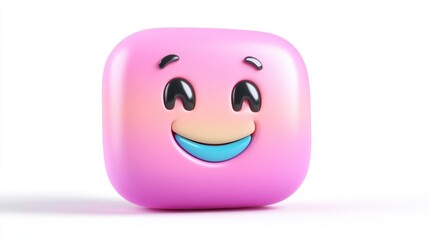 Fototapeta premium Cute Pink Smiley Emoji Icon on a White Background for Fun Designs