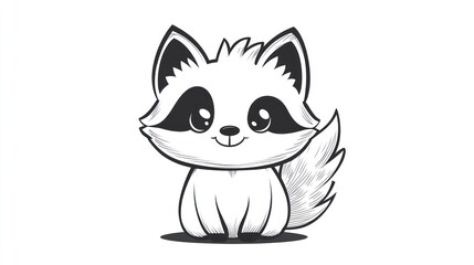 A cartoon drawing of a cute raccoon animal creature smiling