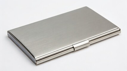 Stainless Steel Business Card Holder on White Background