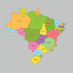 Brazil line blue per area colorful flat design