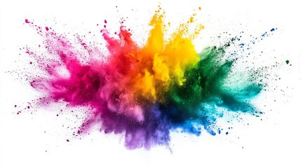 stunning powder explosion in bright colors on a white background
