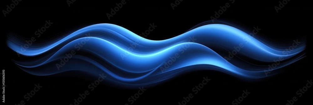 Poster minimalist wavy blue line icon evoking calmness and simplicity in abstract style for modern designs 