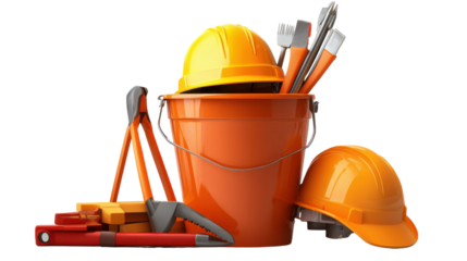 construction helmet and tools