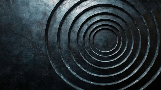 Abstract artwork displaying concentric circle relief texture and darkened tones - Powered by Adobe