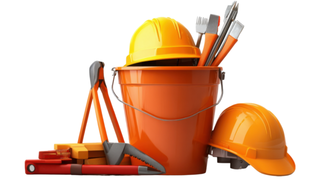 construction helmet and tools