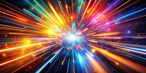 Naklejka premium Cosmic Speed: Abstract Light Streaks, Glowing Particles, Energy, Motion, Boundless Possibilities