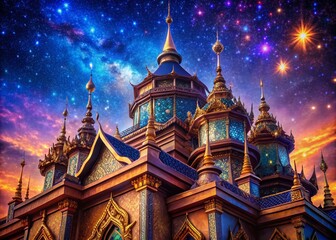 Obraz premium Magical Copper Glitter Starry Night Sky Texture: Architectural Photography