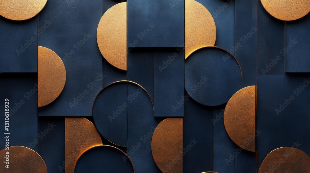 Wall mural abstract geometric wall art with circular and rectangular shapes